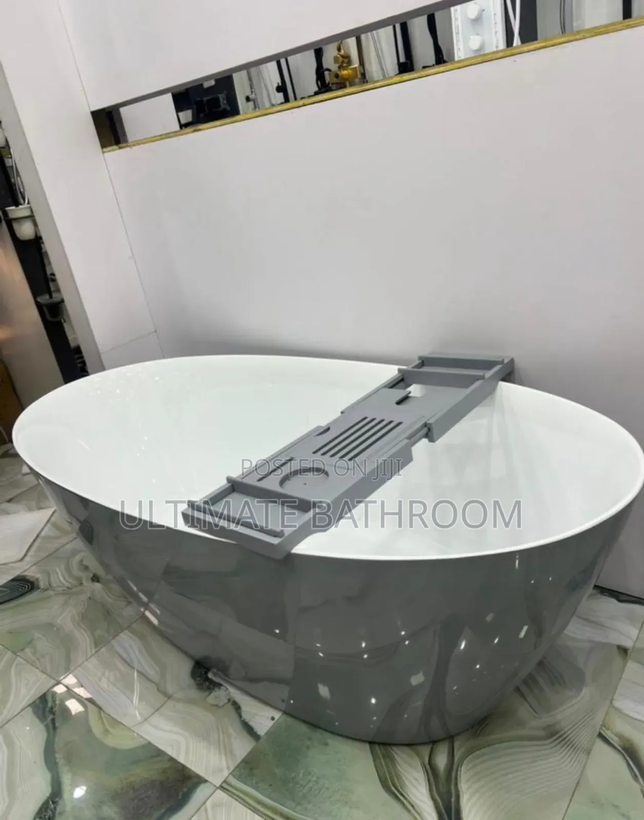 Round Shape Grey+White Acrylic Bathtub 75x170cm