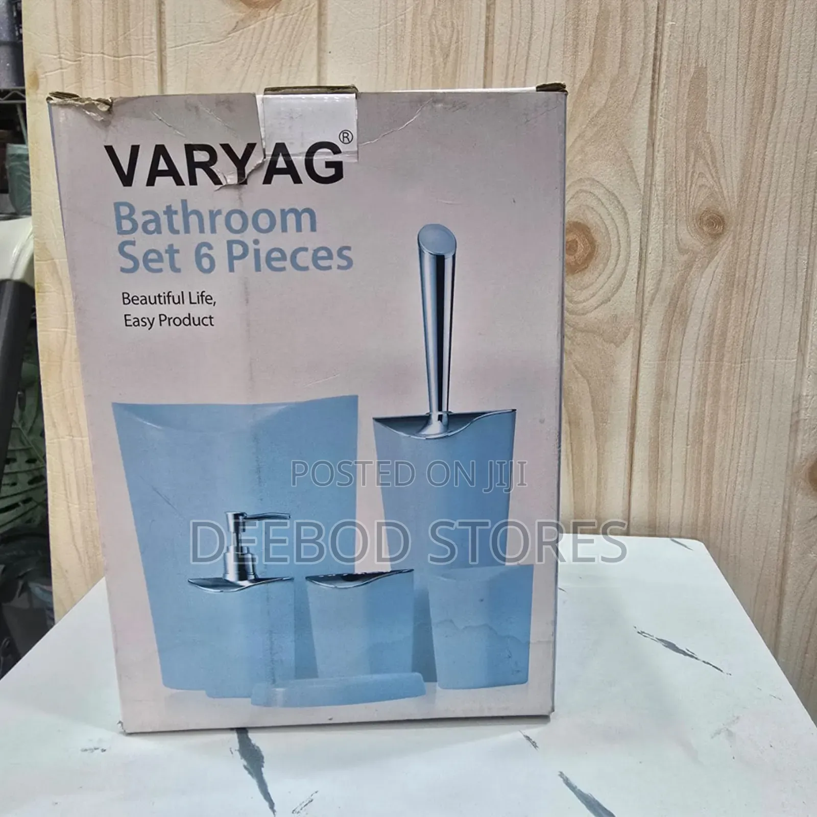 6pcs Plastic Bathroom Accessories Set With Trash Can