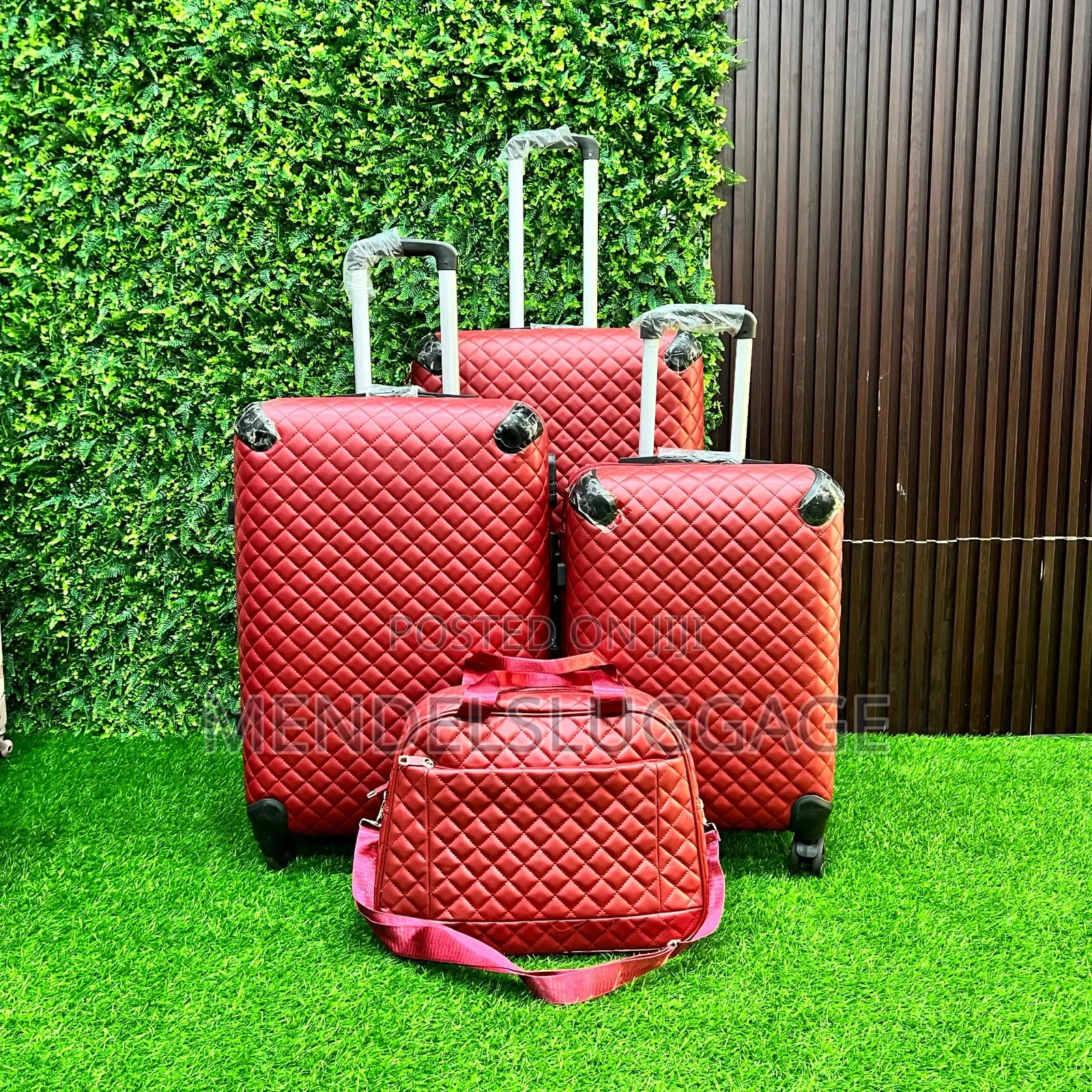 Red Quilted Hard Shell Luggage Set