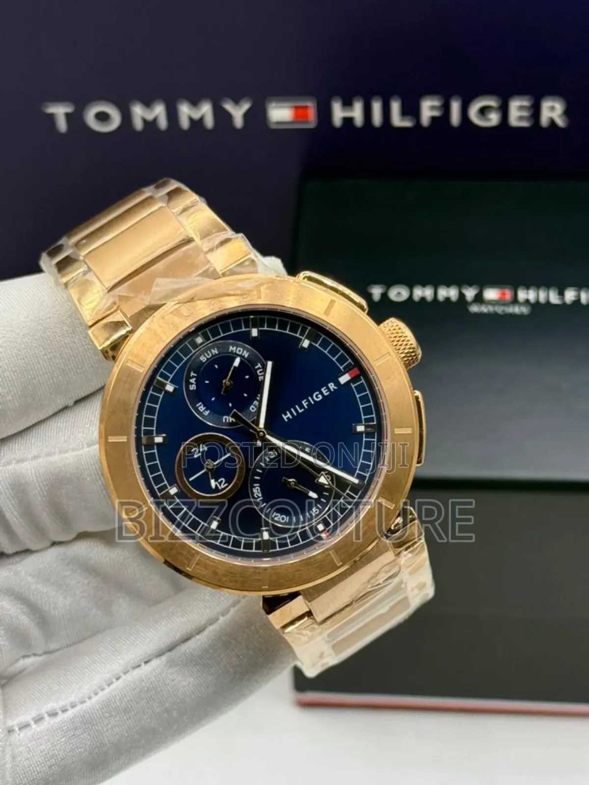 Original Tommy Hilfiger Gold Dial Chain Watch Available in Store