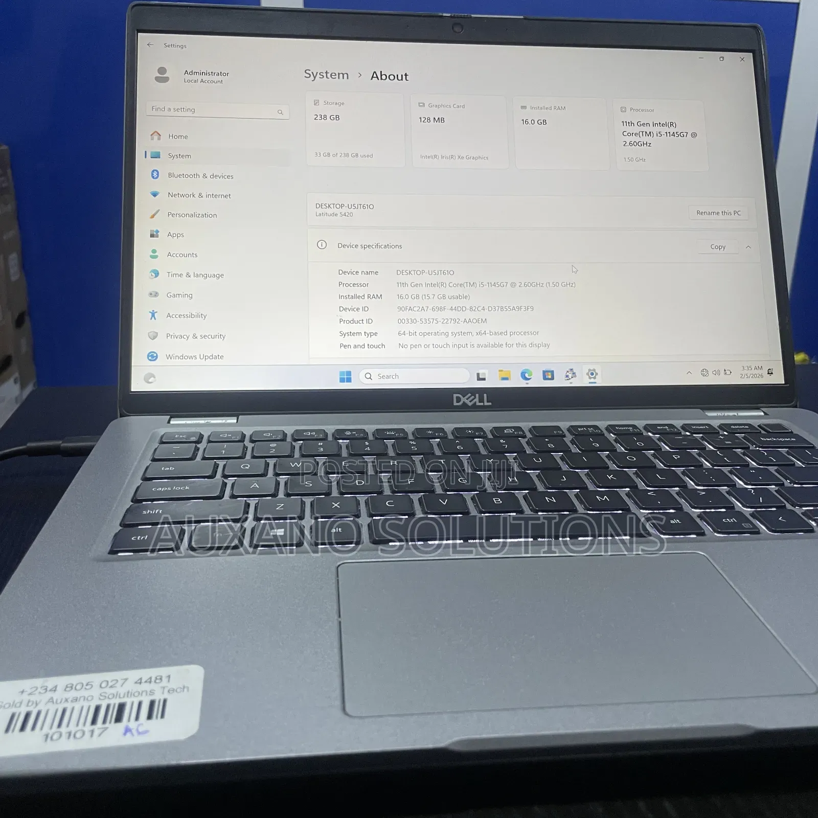 Laptop Dell Latitude 5420 8GB Intel Core i5 SSD 256GB