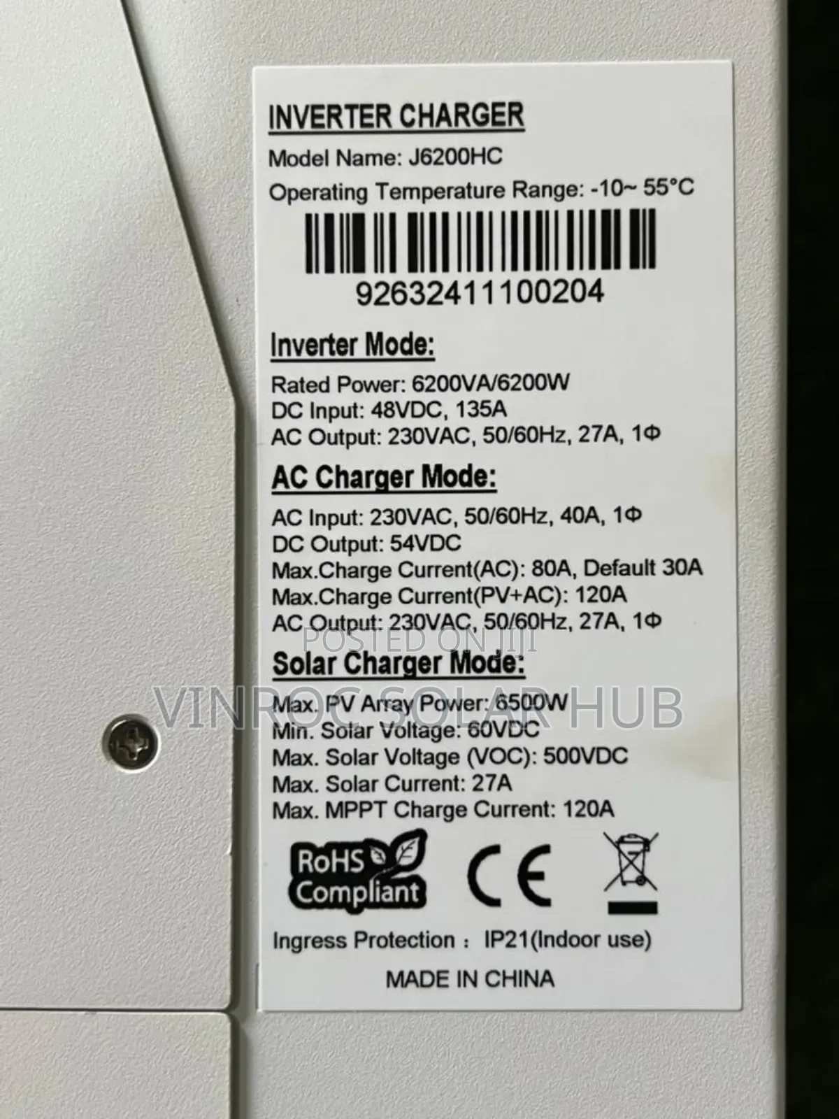 6.2kva Hybrid Solar Inverter