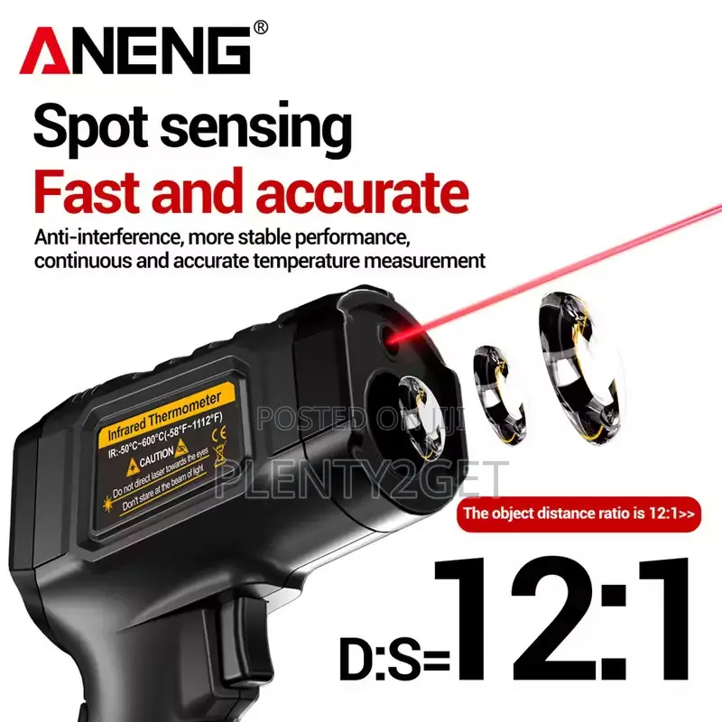 1pc Aneng Th202 Infrared Thermometer Hygrometer, Non-Contact Sensing