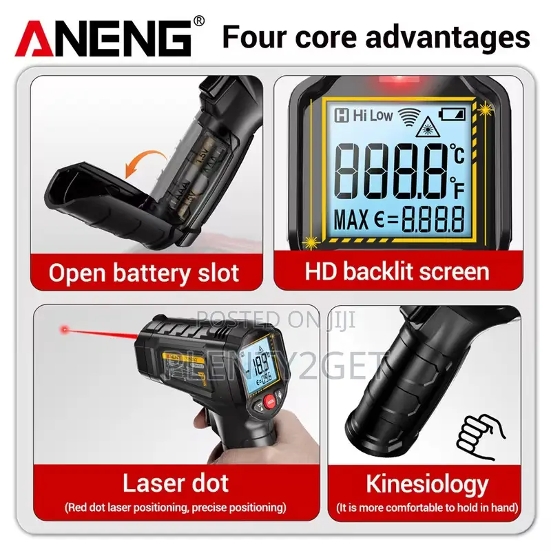 1pc Aneng Th202 Infrared Thermometer Hygrometer, Non-Contact Sensing