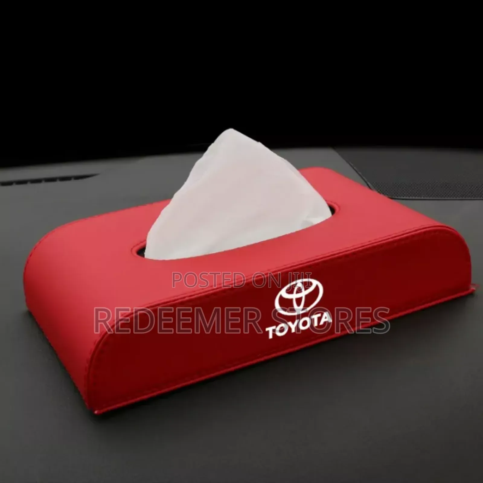 Red Leather Car Tissue Box Holder