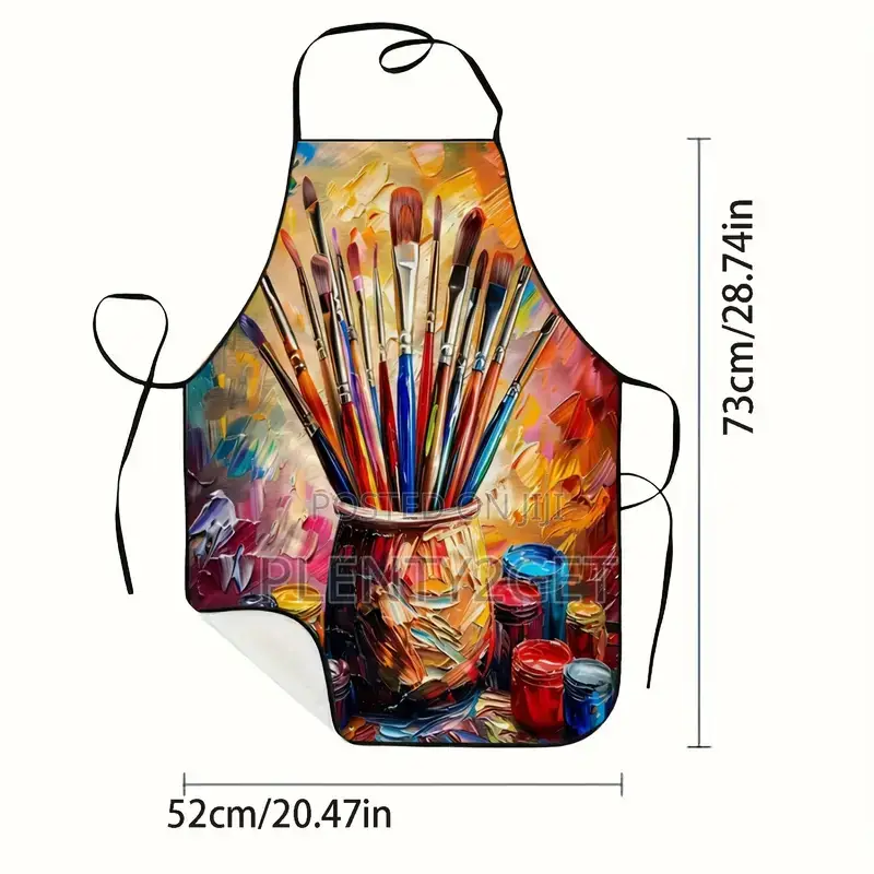 1pc Brush And Paint Can Pattern, Printed Polyester Apron, Unisex House