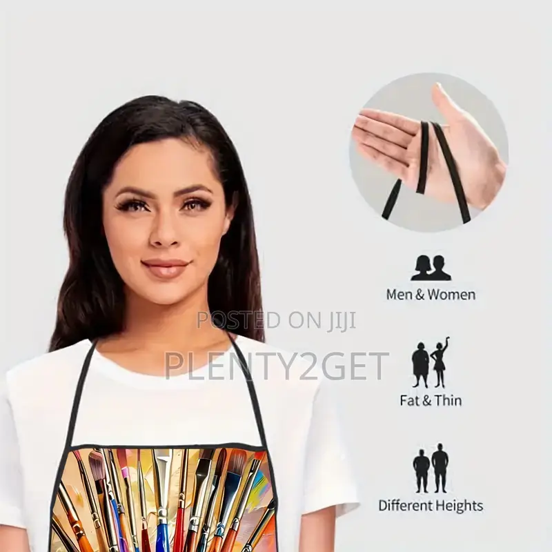 1pc Brush And Paint Can Pattern, Printed Polyester Apron, Unisex House