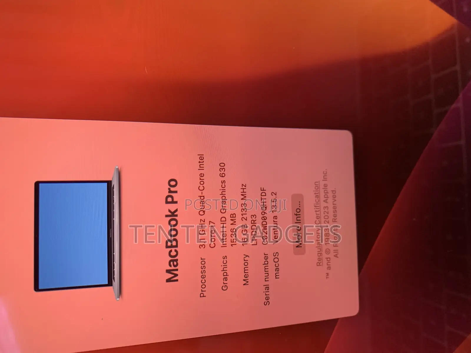 Laptop Apple MacBook Pro 2017 16GB Intel Core i7 SSD 1T