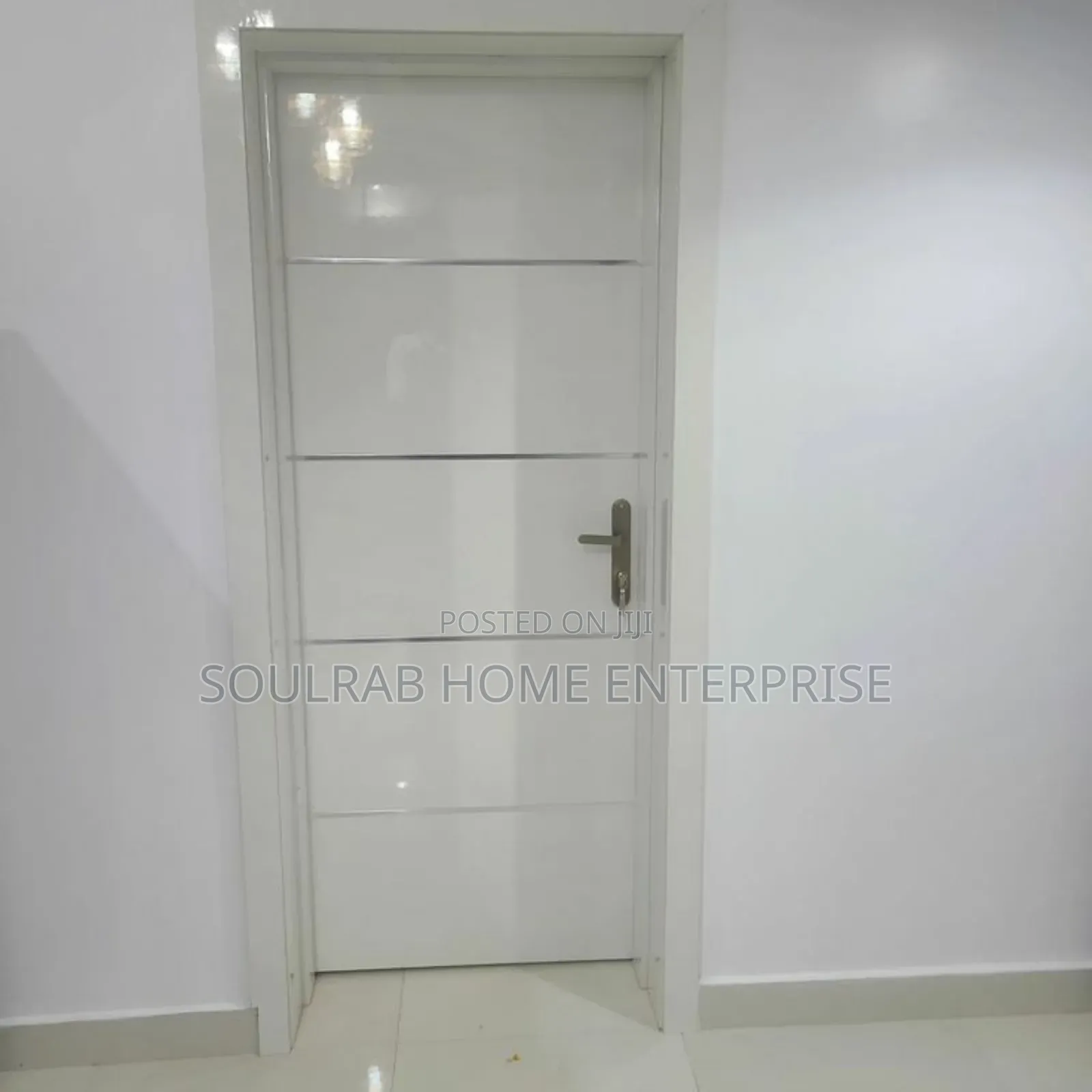 Strong Brand White HDF Door With Frame, Lock, Inches Install