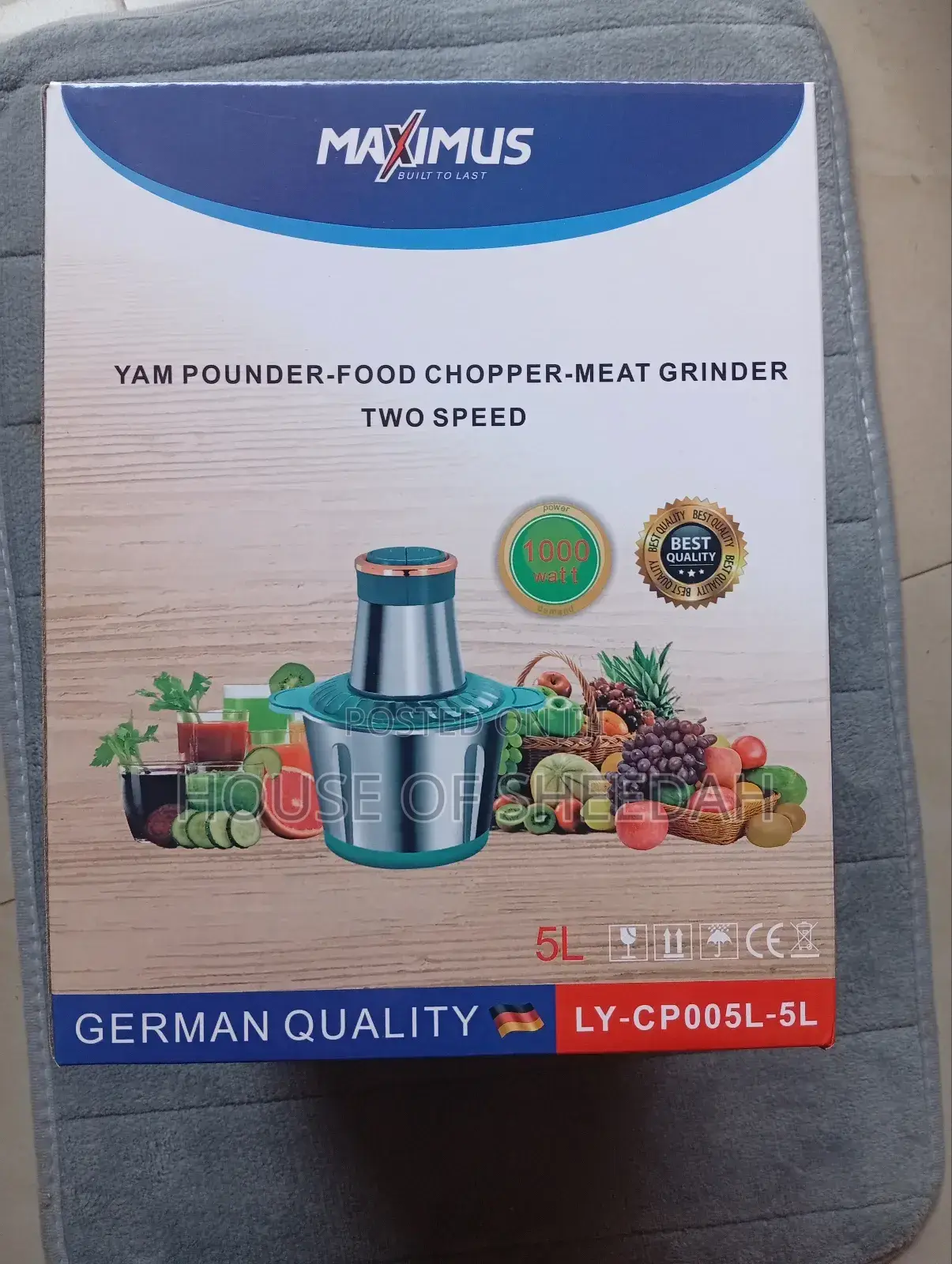 Maximus Yam Pounder/Food Chopper/Meat Grinder 5ltrs