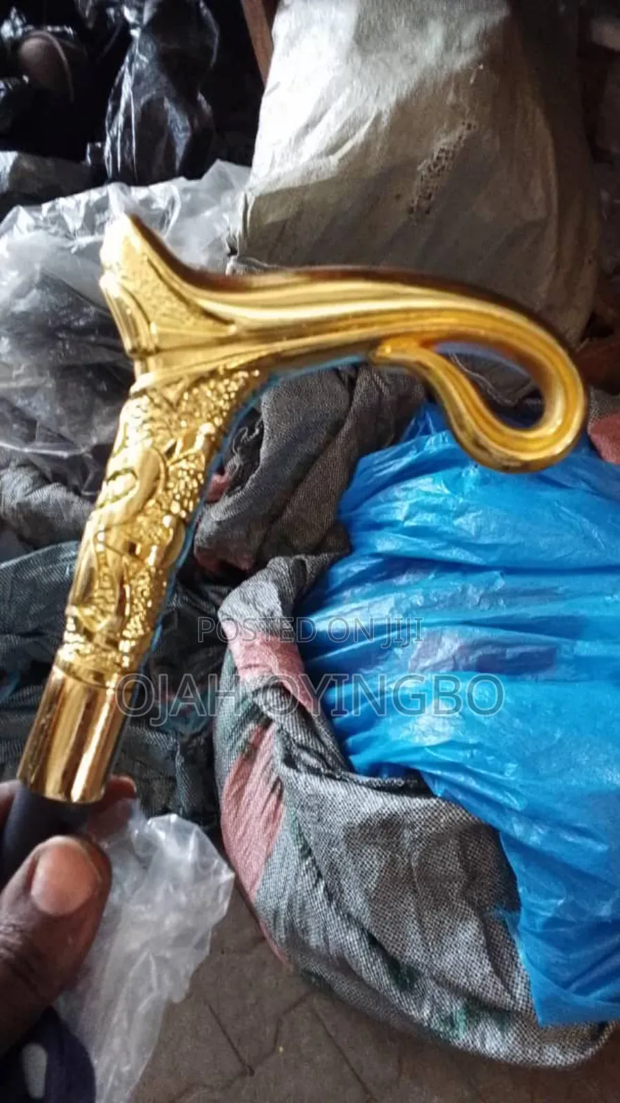 Luxury Black Body Stoned Head Staff – Premium Ceremonial Cane