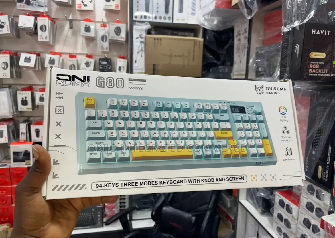 Onikuma G80 94-key Rgb Tri-mode Membrane Keyboard With Knob Lcd Screen