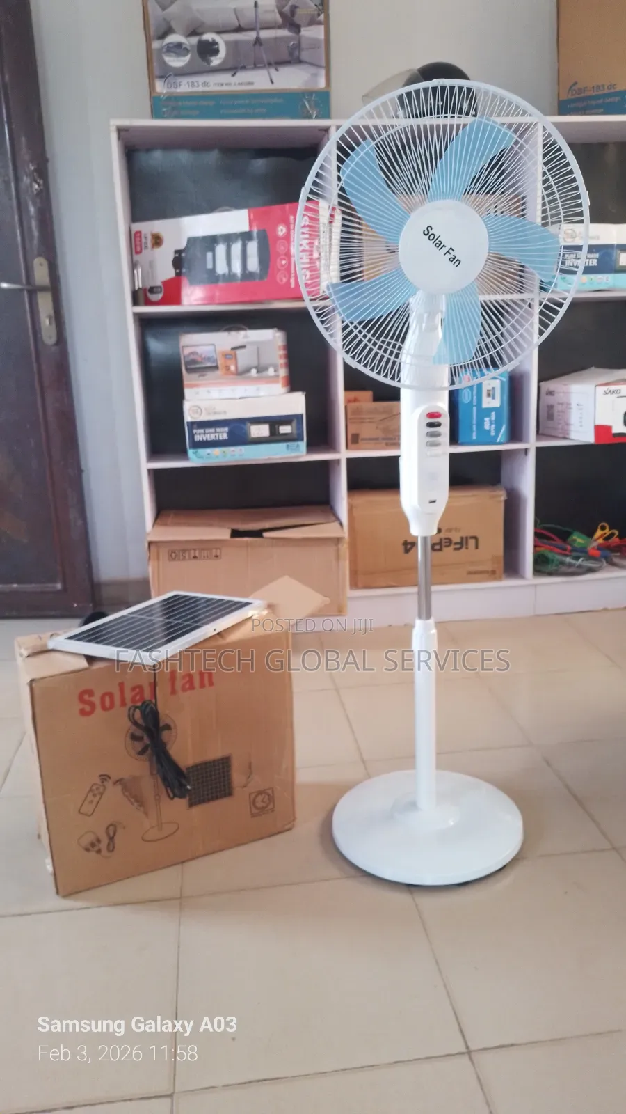 Rechargeable Solar Fan With Panel, Bulb and Usb Port