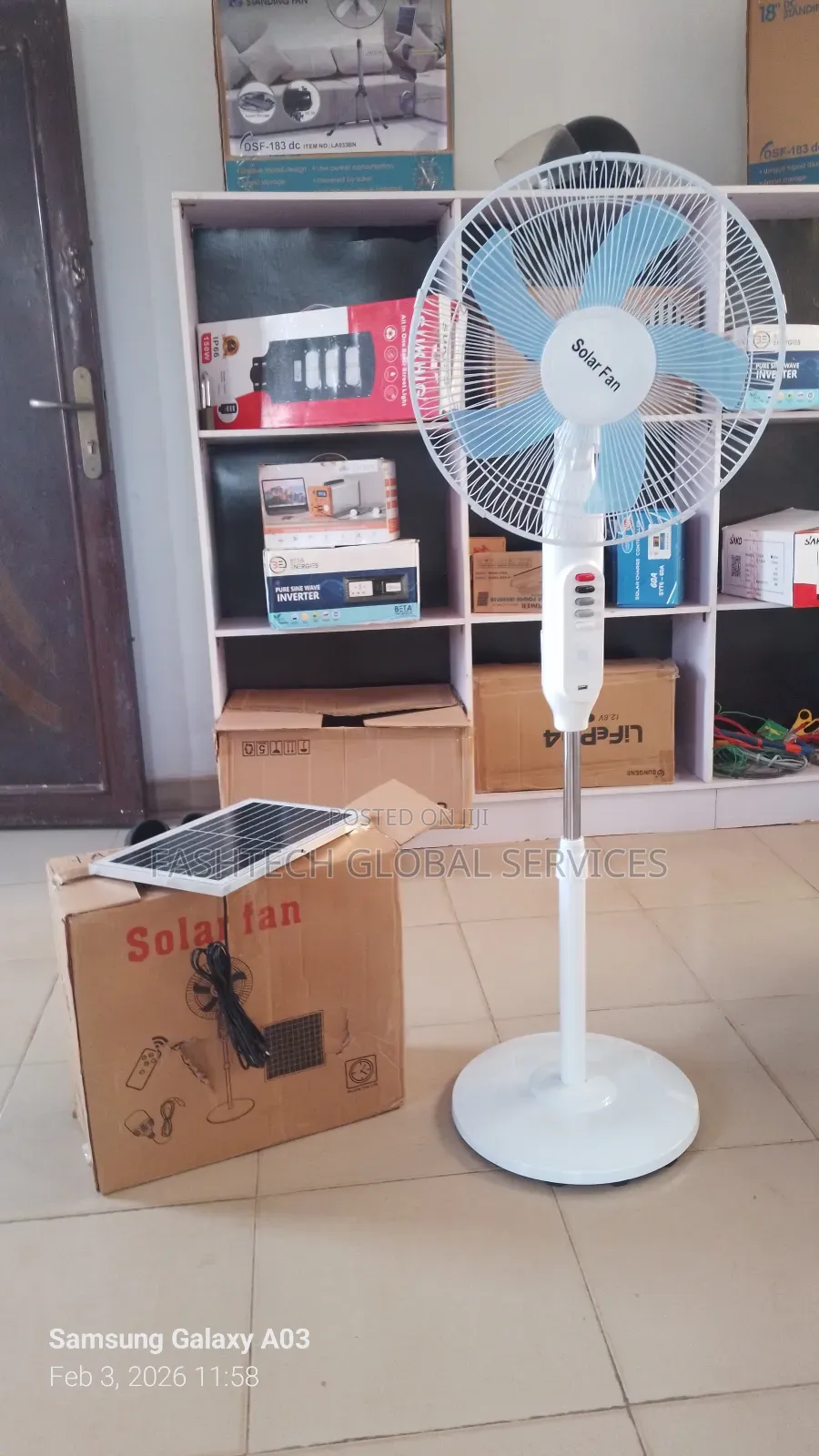 Rechargeable Solar Fan With Panel, Bulb and Usb Port