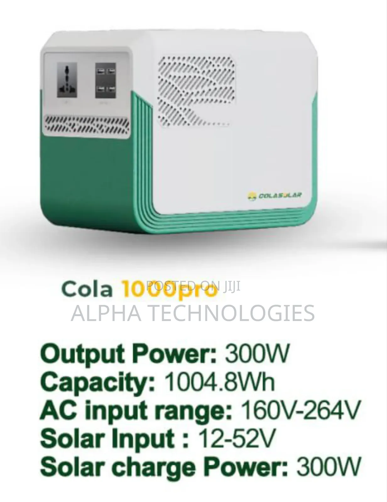 Cola 1000pro 300watts Capacity 12volts