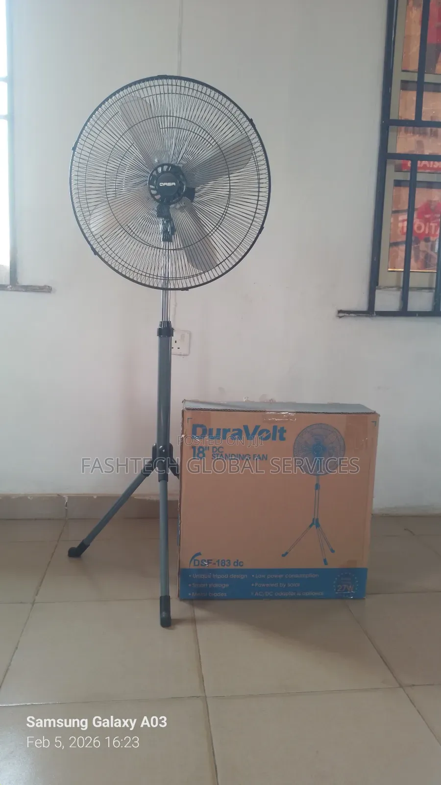 18" Ac/Dc Solar Fan, Consumes 27watts