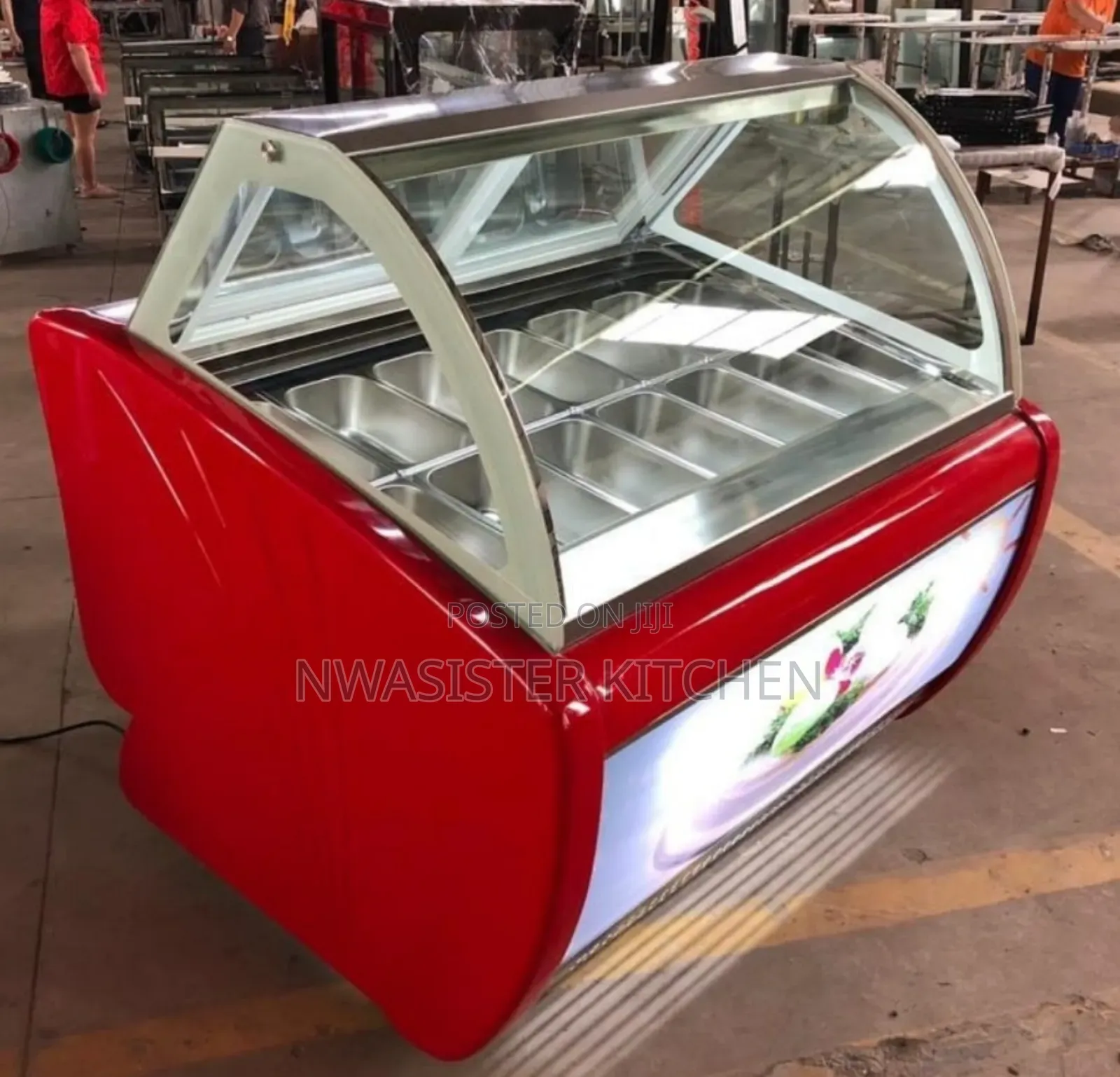 12 Pan Ice Cream Display Industrial Machine
