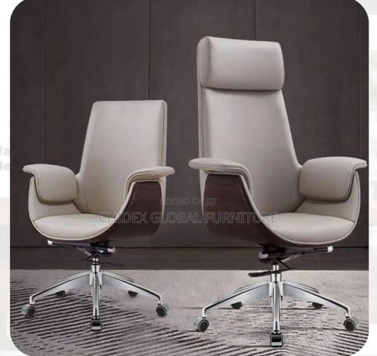 Executive Swivel Leather Chair With Two Visitors