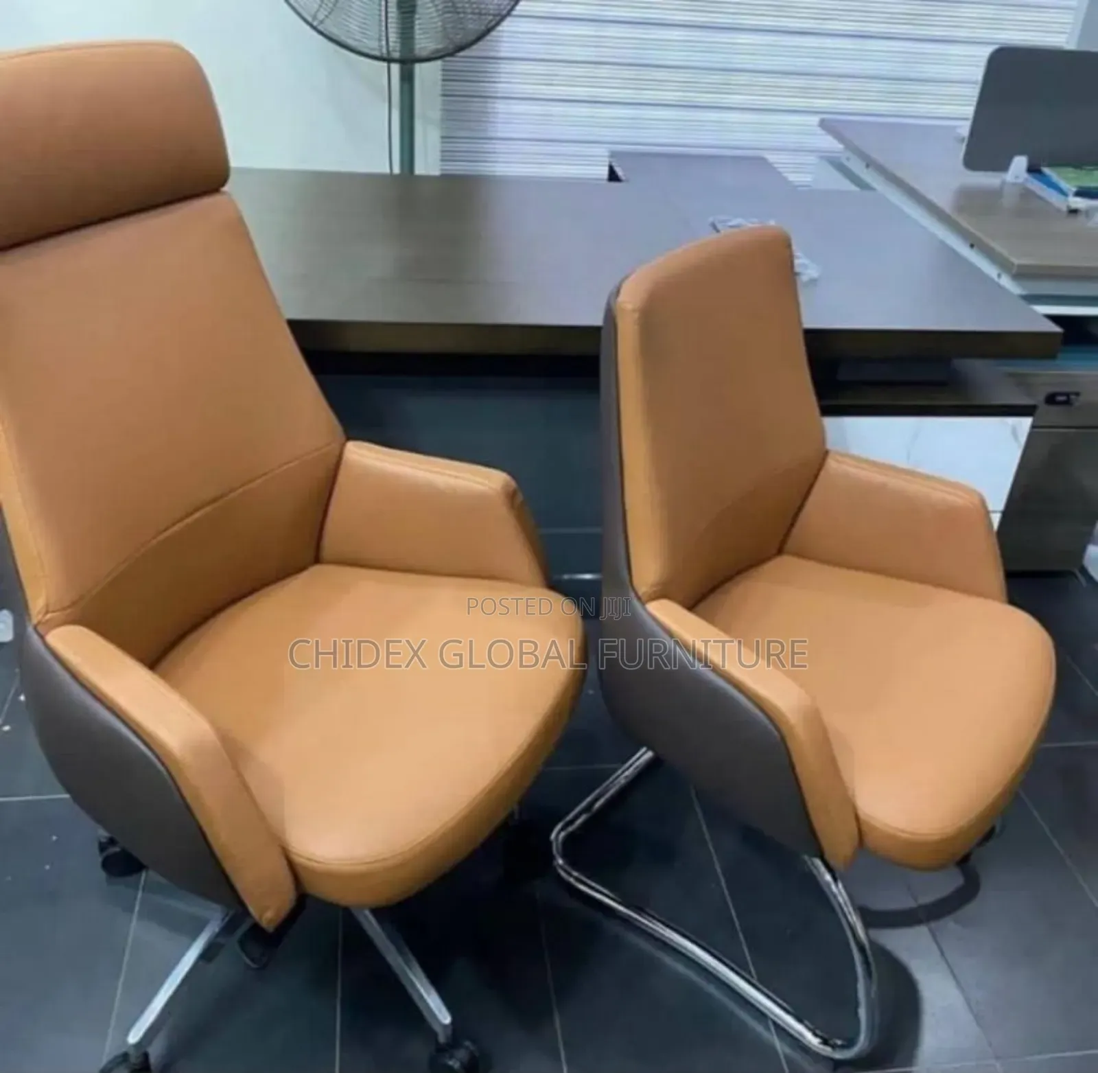 Executive Swivel Leather Chair With Two Visitors