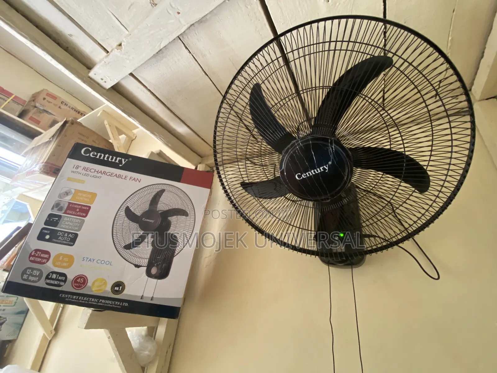 Century Ac/Dc Rechargeable Solar Wall Fan