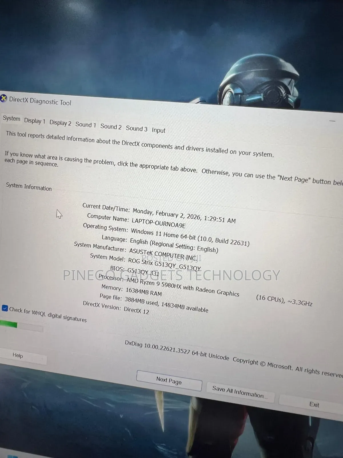Laptop Asus ROG Strix G15 G512 16GB AMD Ryzen 9 SSD 512GB