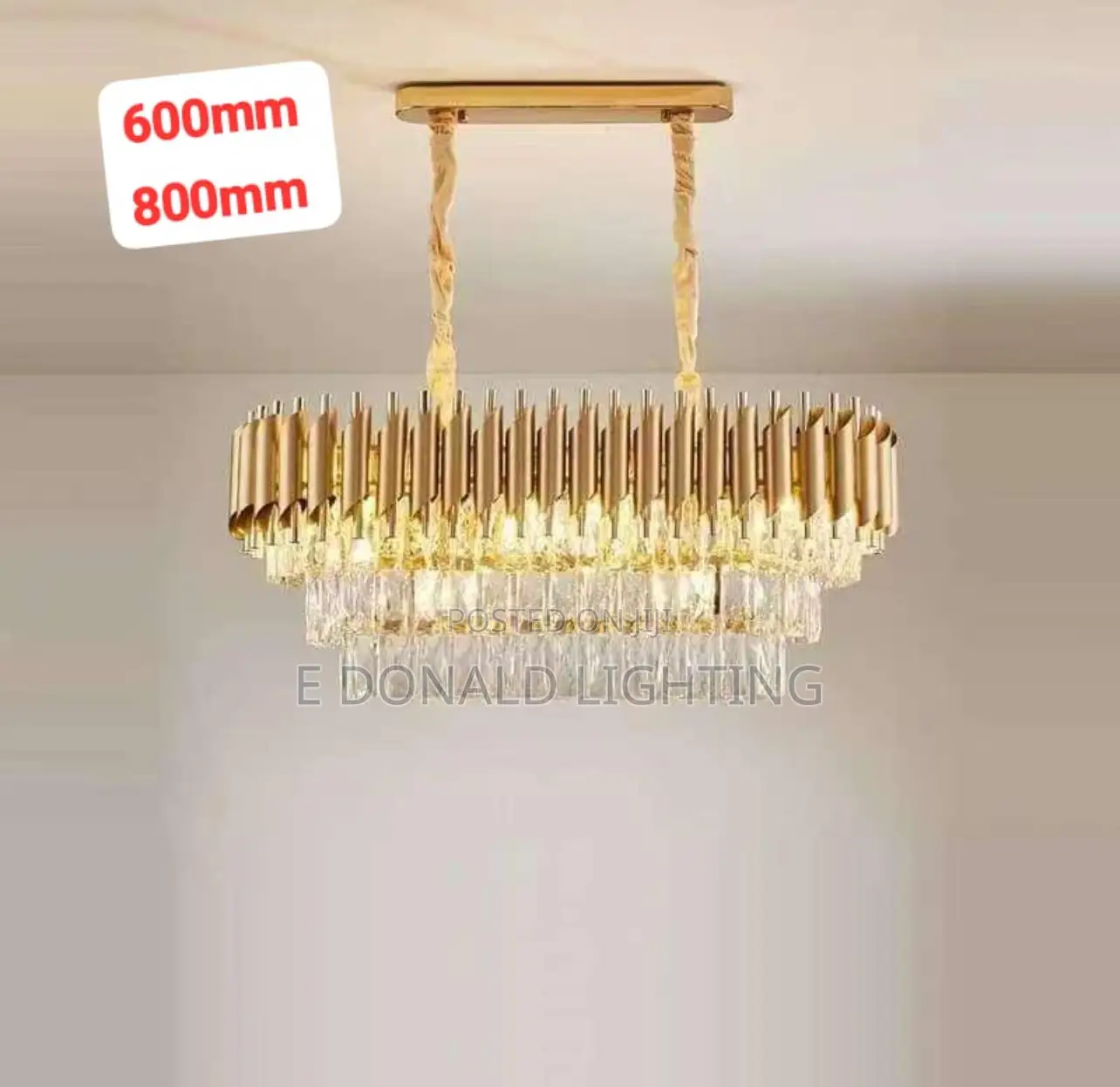 Black and Gold Body Crystal Dining Chandelier