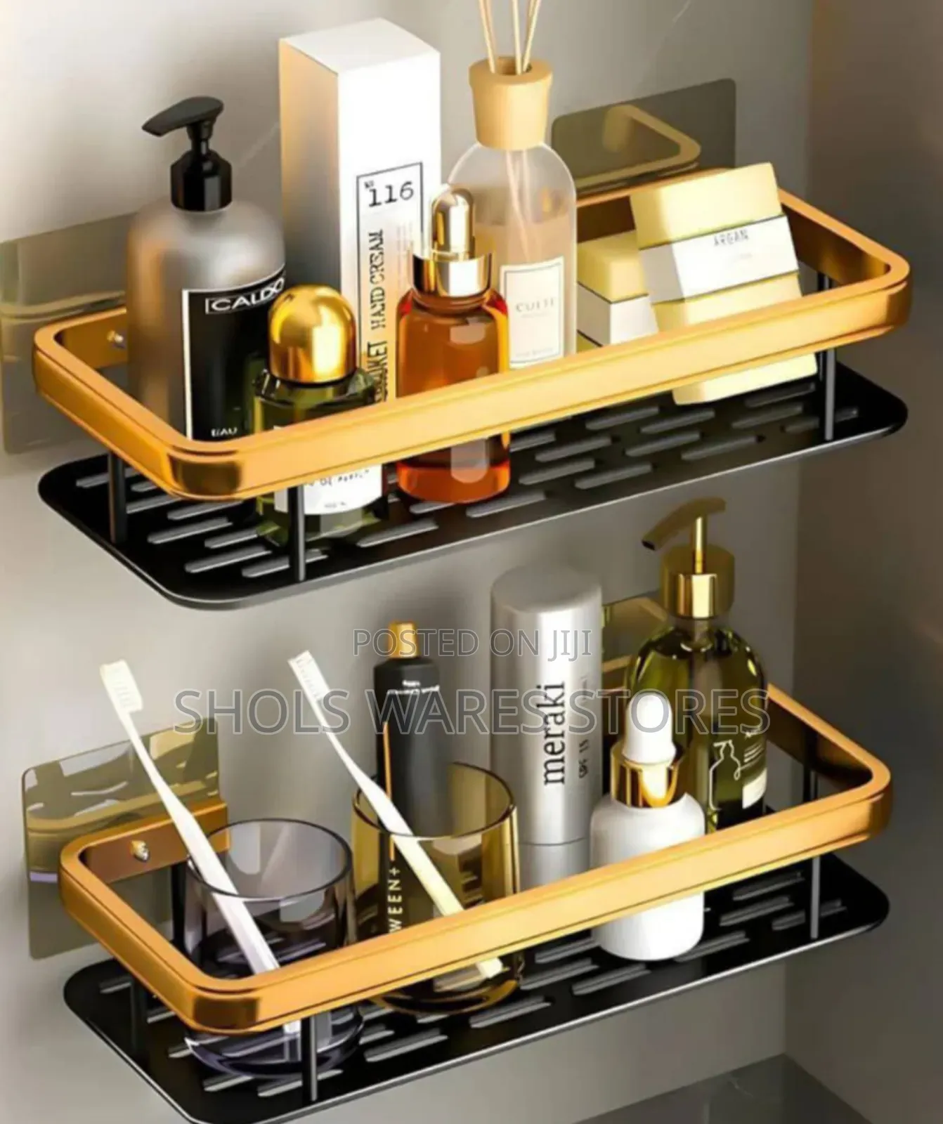 3 in 1 Gold N Black Aluminium Bathroom Rack