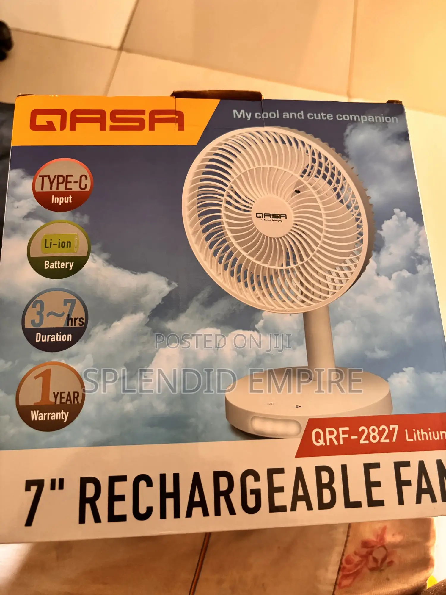 7 Inches Qasa Rechargeable Fan