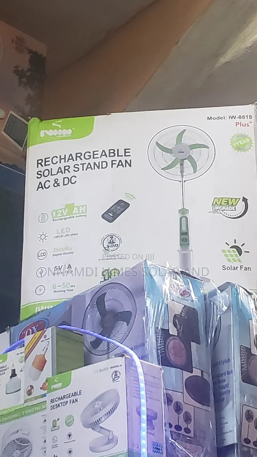 Solar Rechargeable Fan 18inches