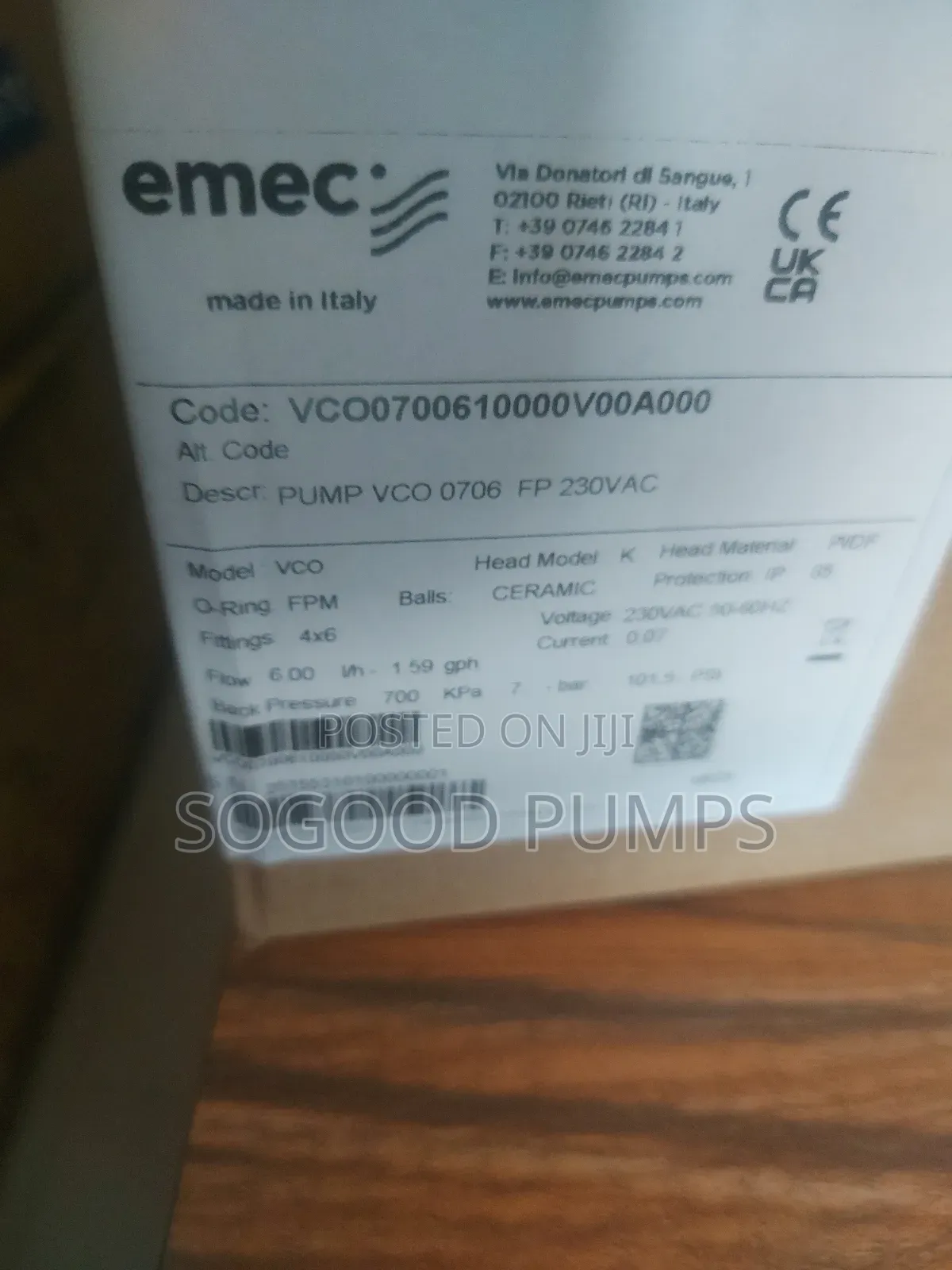 Emec Dosing Chemical Pump Type 6.00 L/H at 10 Bar