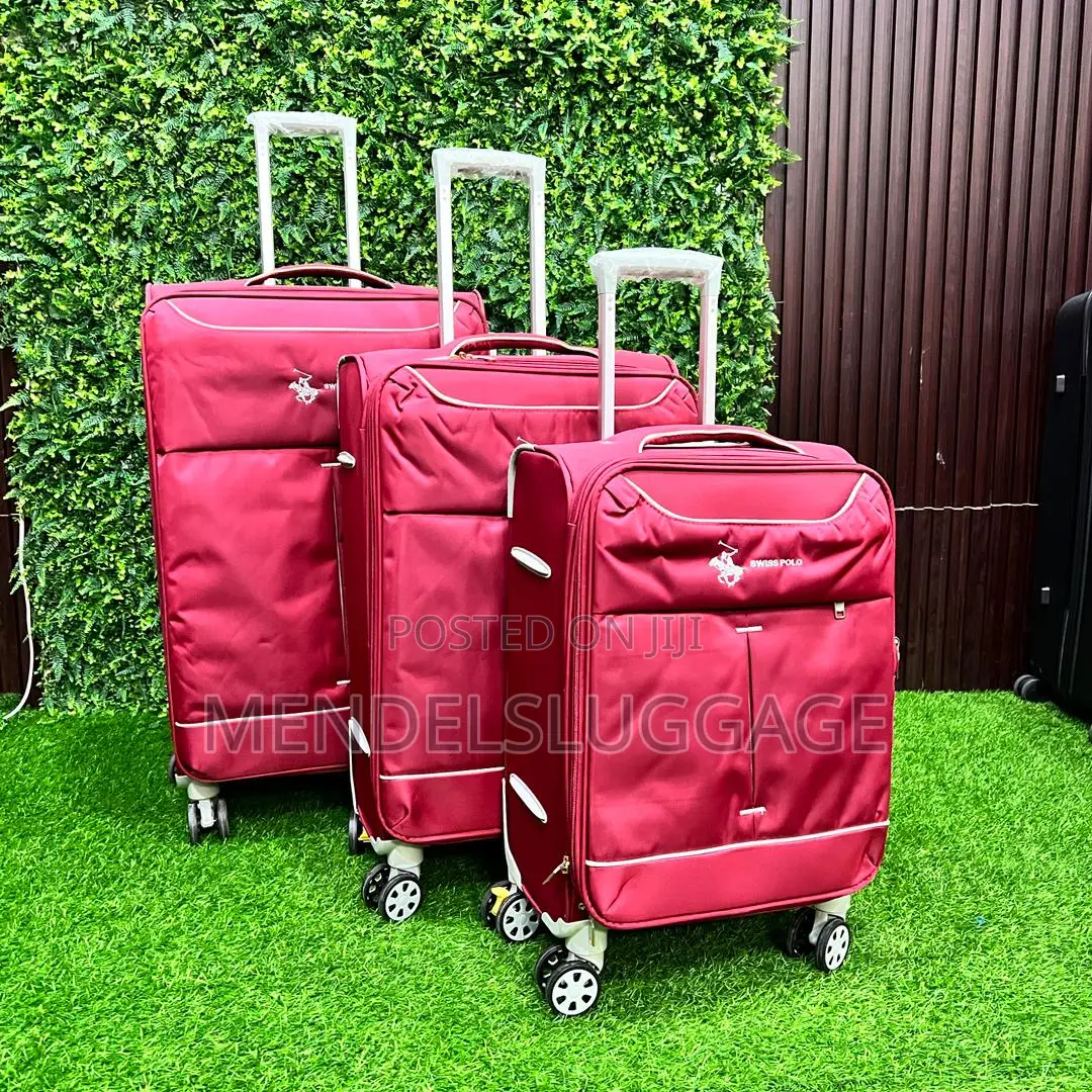 Red Swiss Polo Soft Fabric Travel Luggage Set