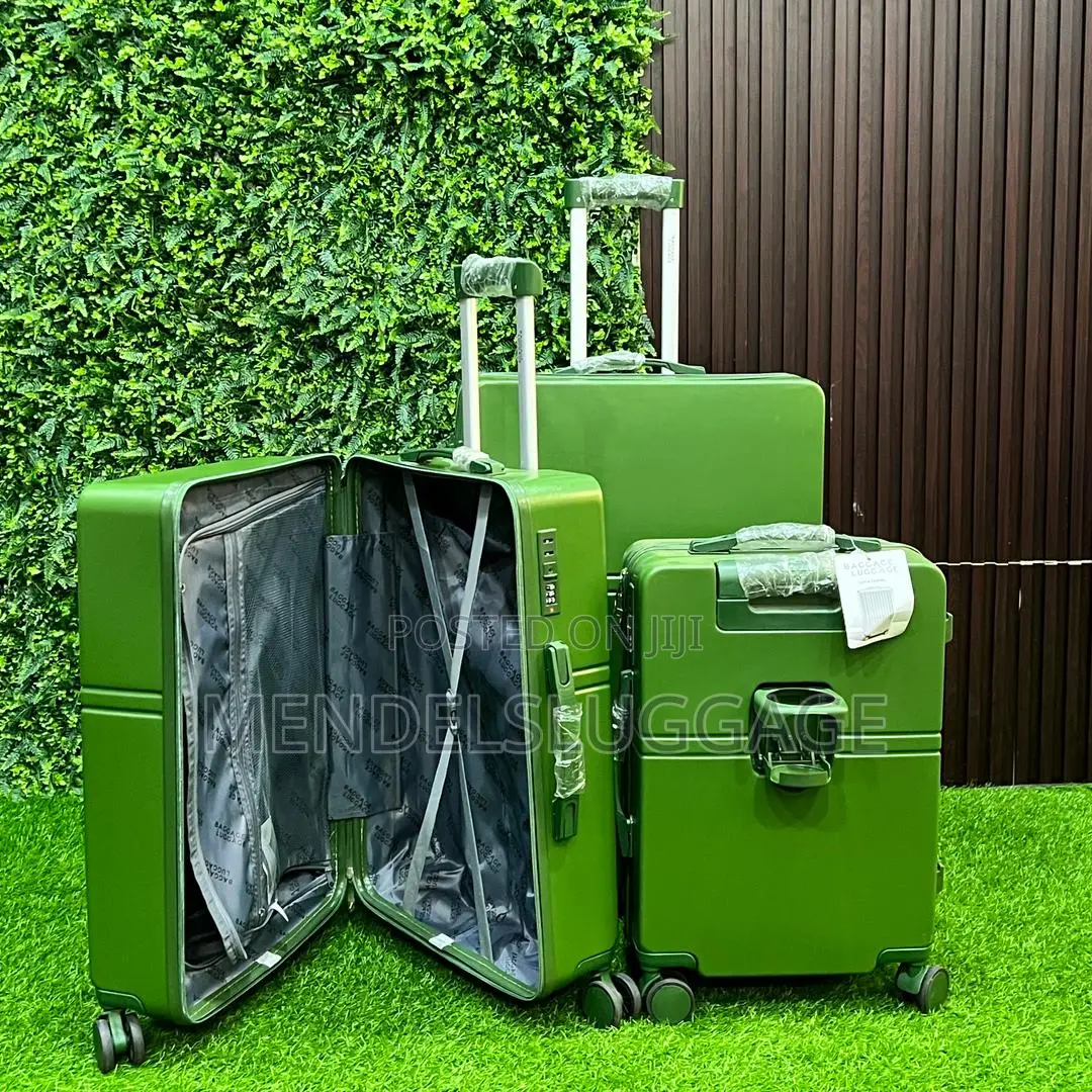 Green Hard Case Travel Luggage Set With Wheels