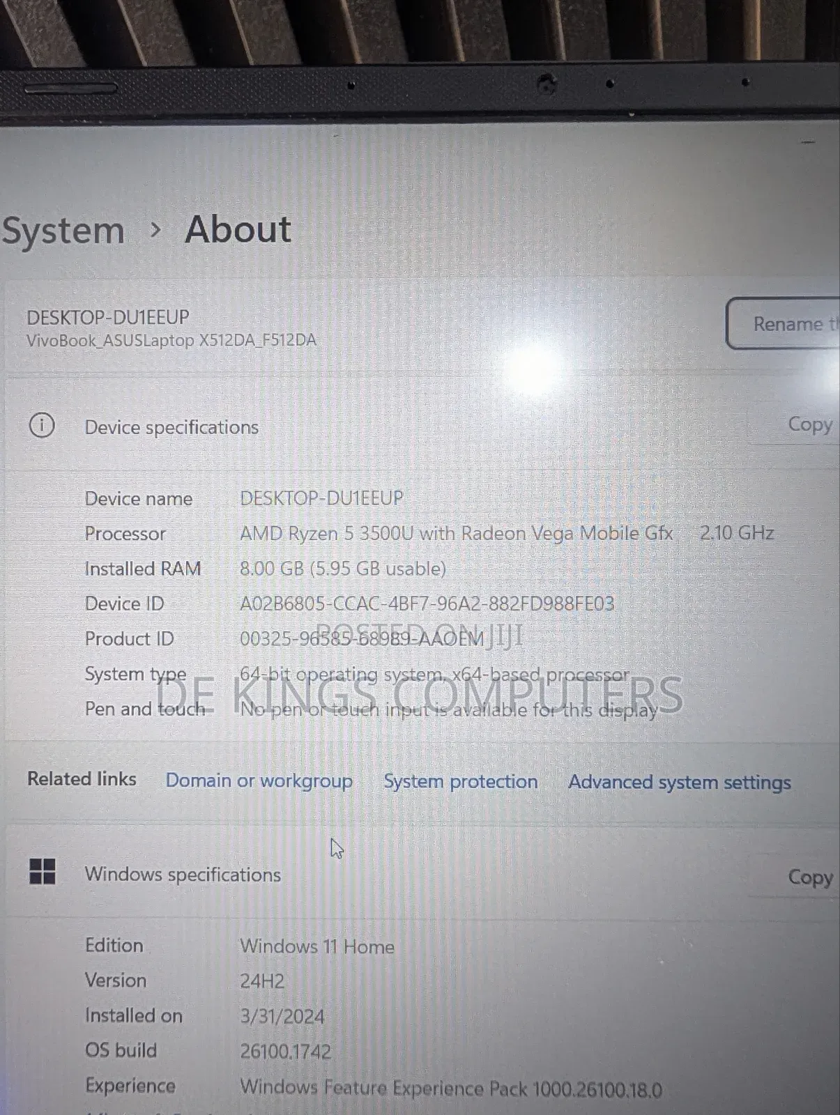 Laptop Asus 8GB AMD Ryzen 5 SSD 256GB