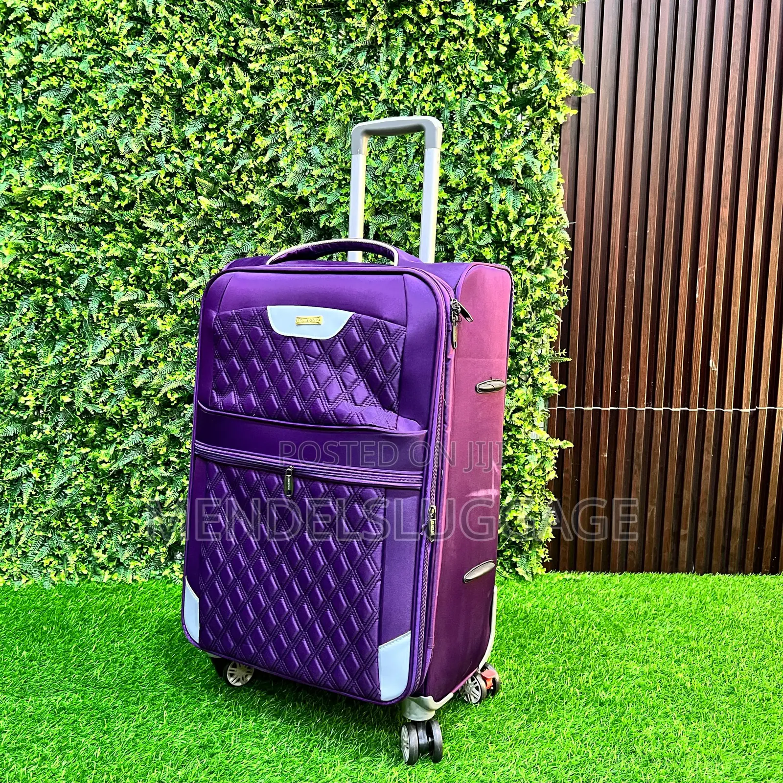 Purple Quilted Soft Luggage Set With Spinner Wheels