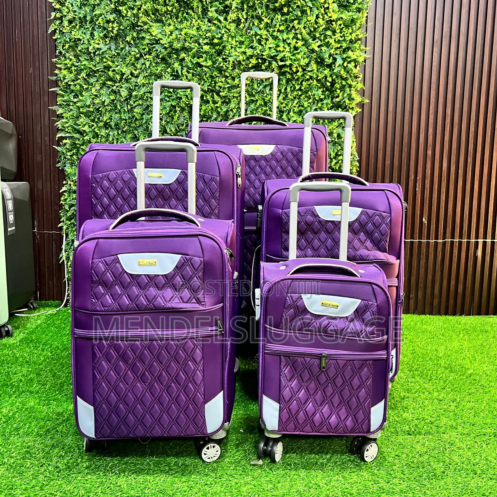 Purple Quilted Soft Luggage Set With Spinner Wheels