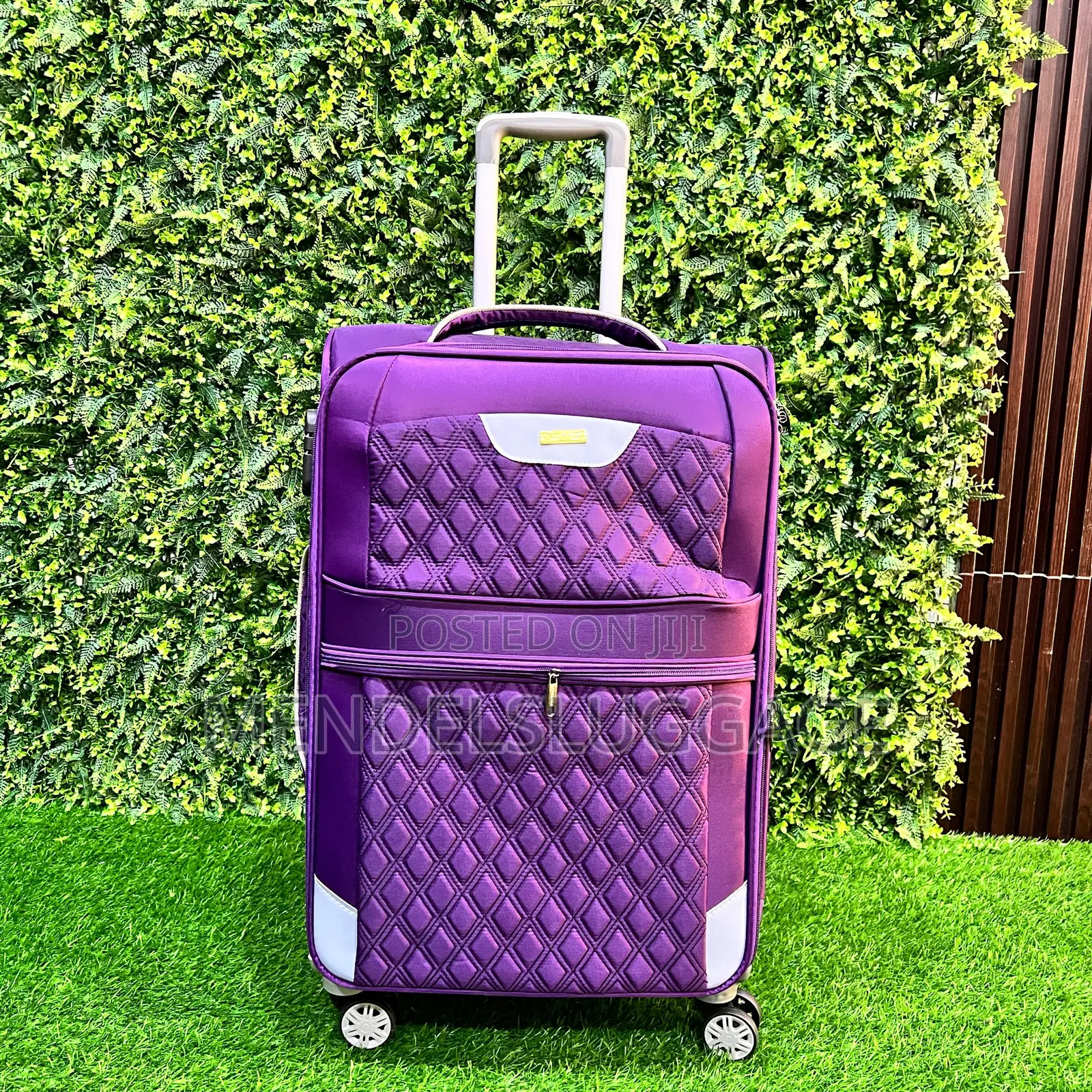 Purple Quilted Soft Luggage Set With Spinner Wheels