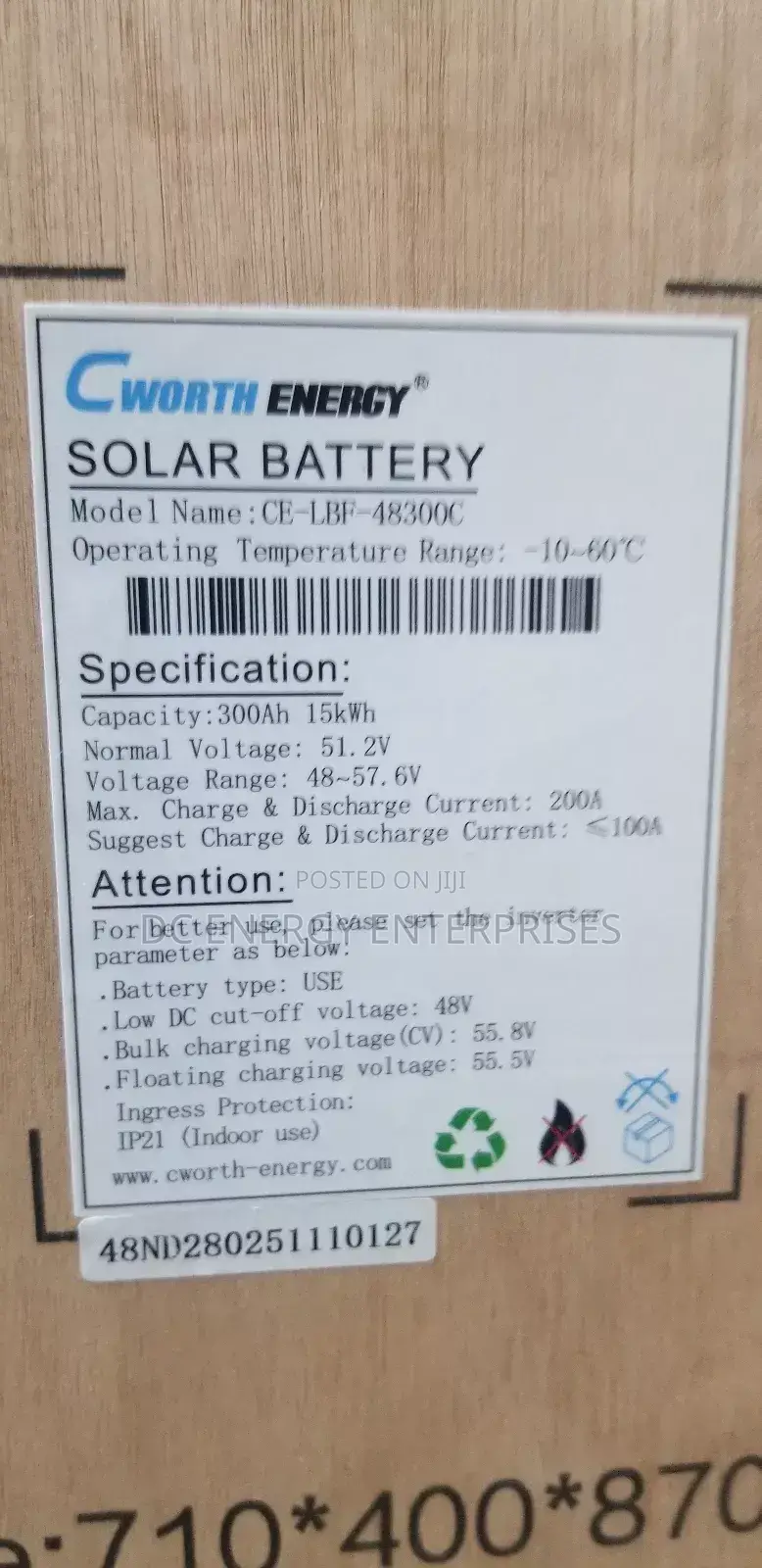 15kwh Cworth Lithium Battery 48v