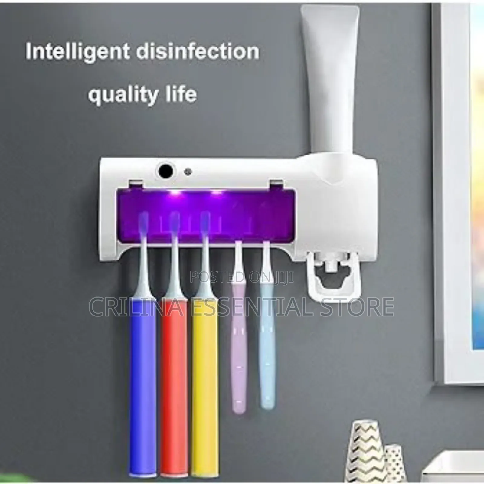 Multi-Function Toothpaste Dispenser, Toothbrush Sterilizer and Holder