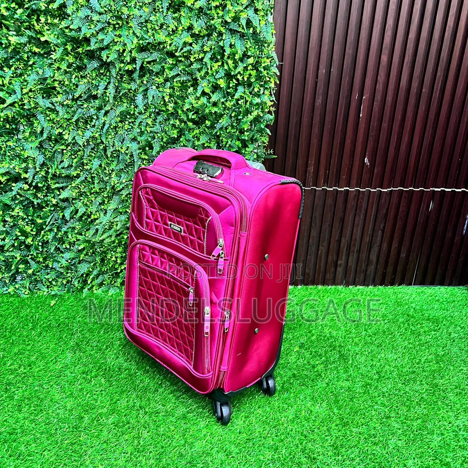 Pink Travel Box With 4 Spinner Wheels and Divider