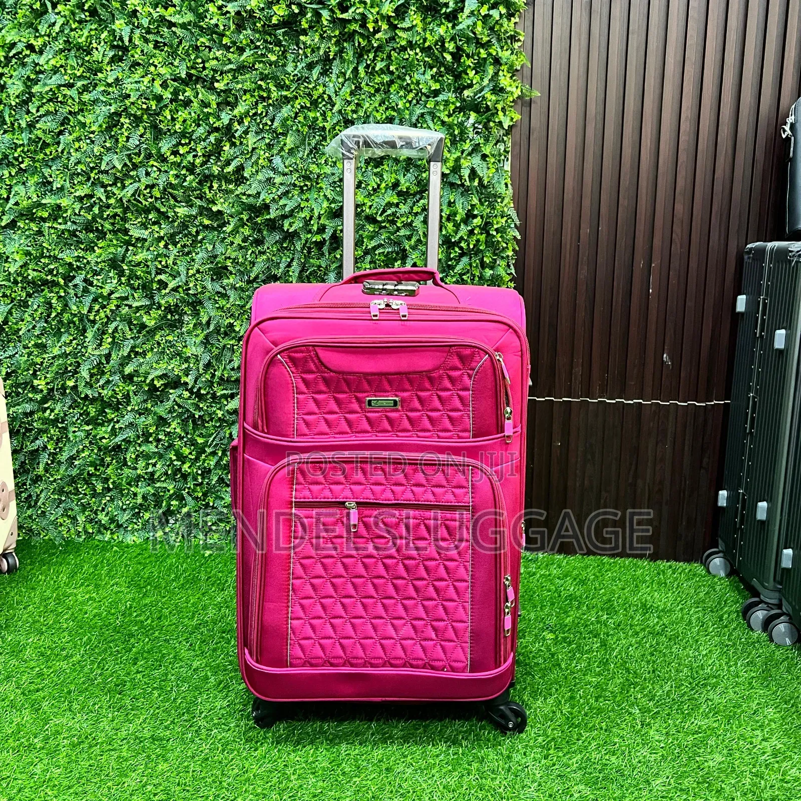 Pink Travel Box With 4 Spinner Wheels and Divider