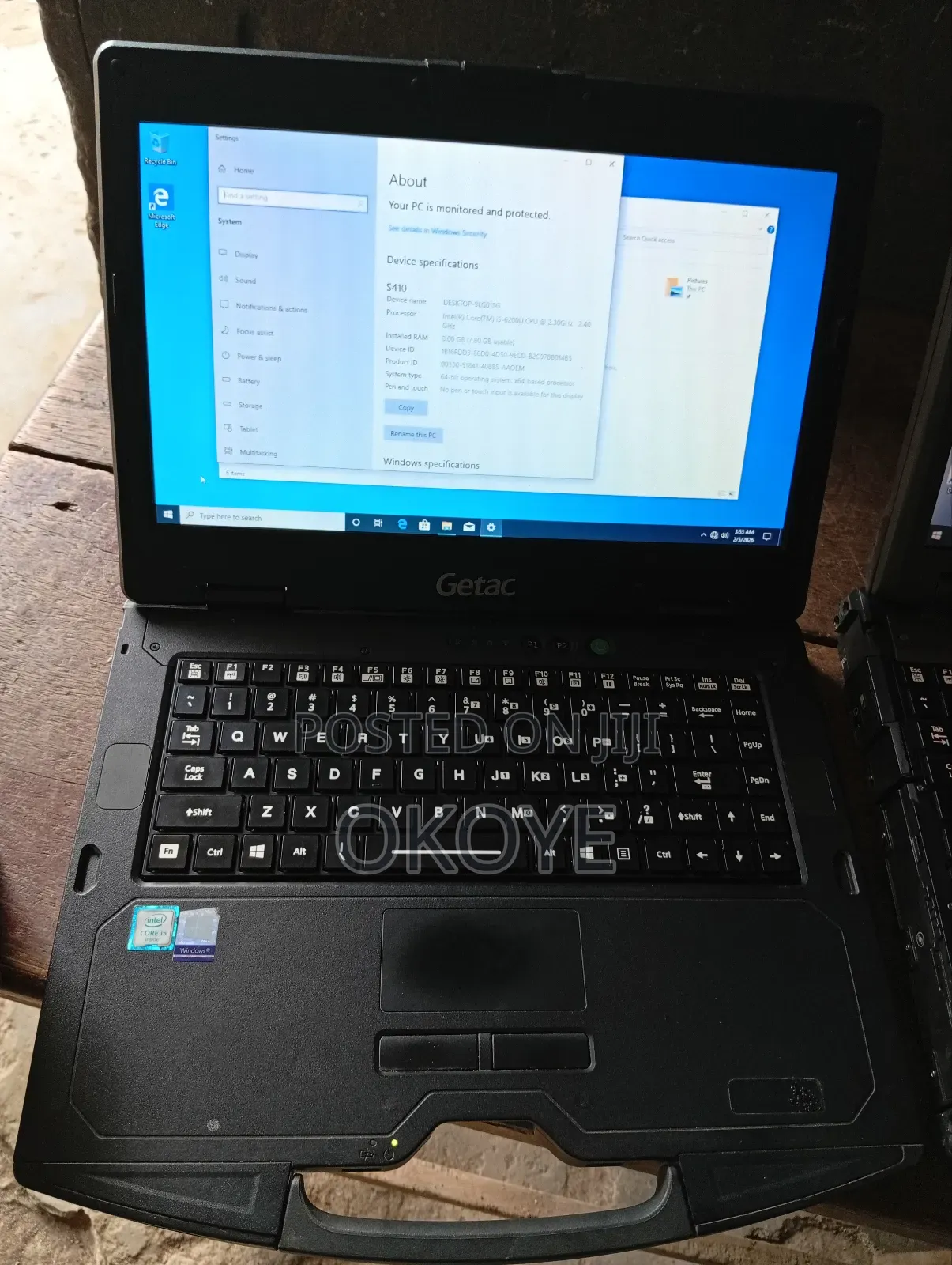 Getac Laptop Computer Core I5 6th Gen