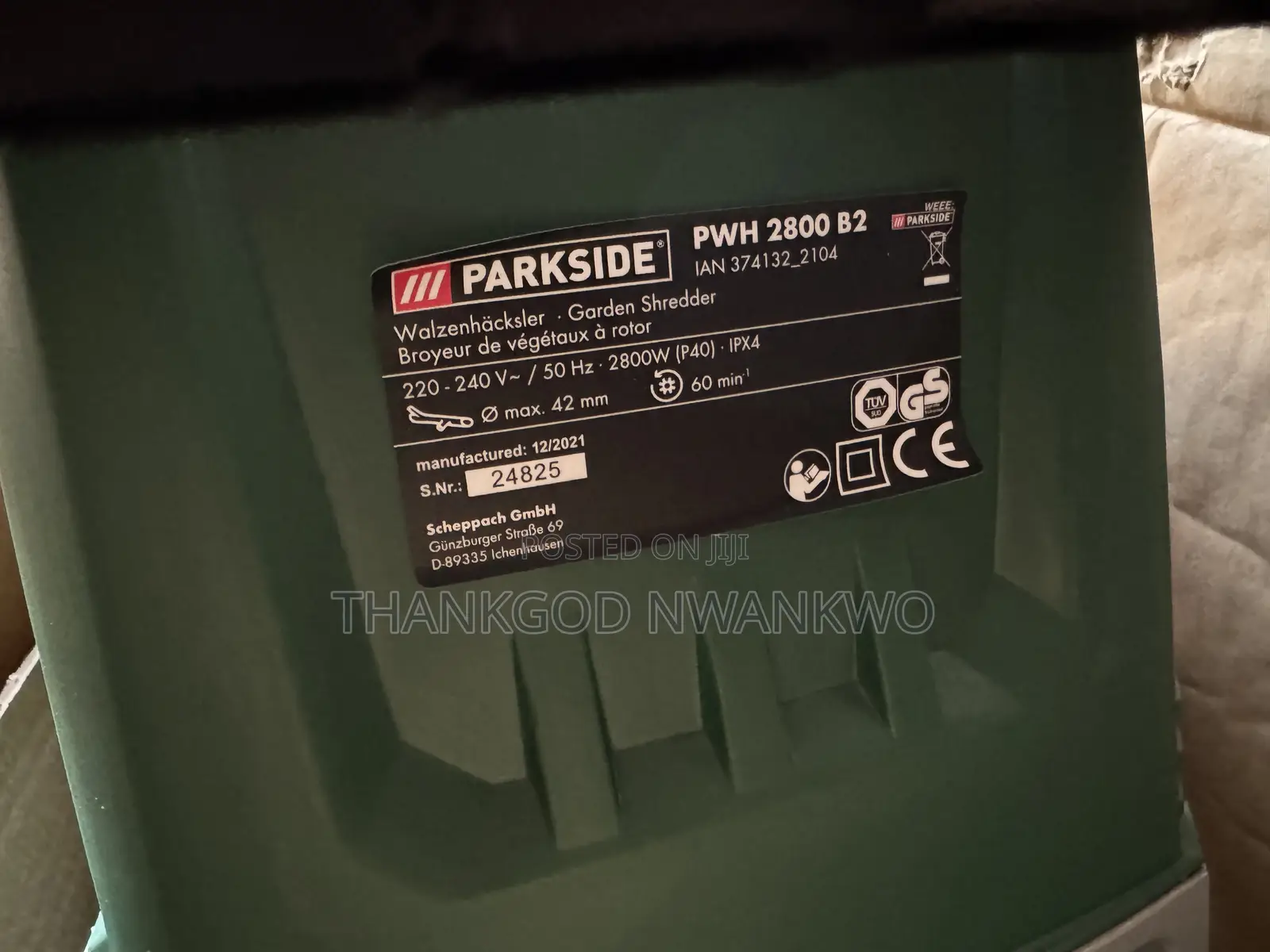 Parkside Garden Shredder . PWH 2800 B2