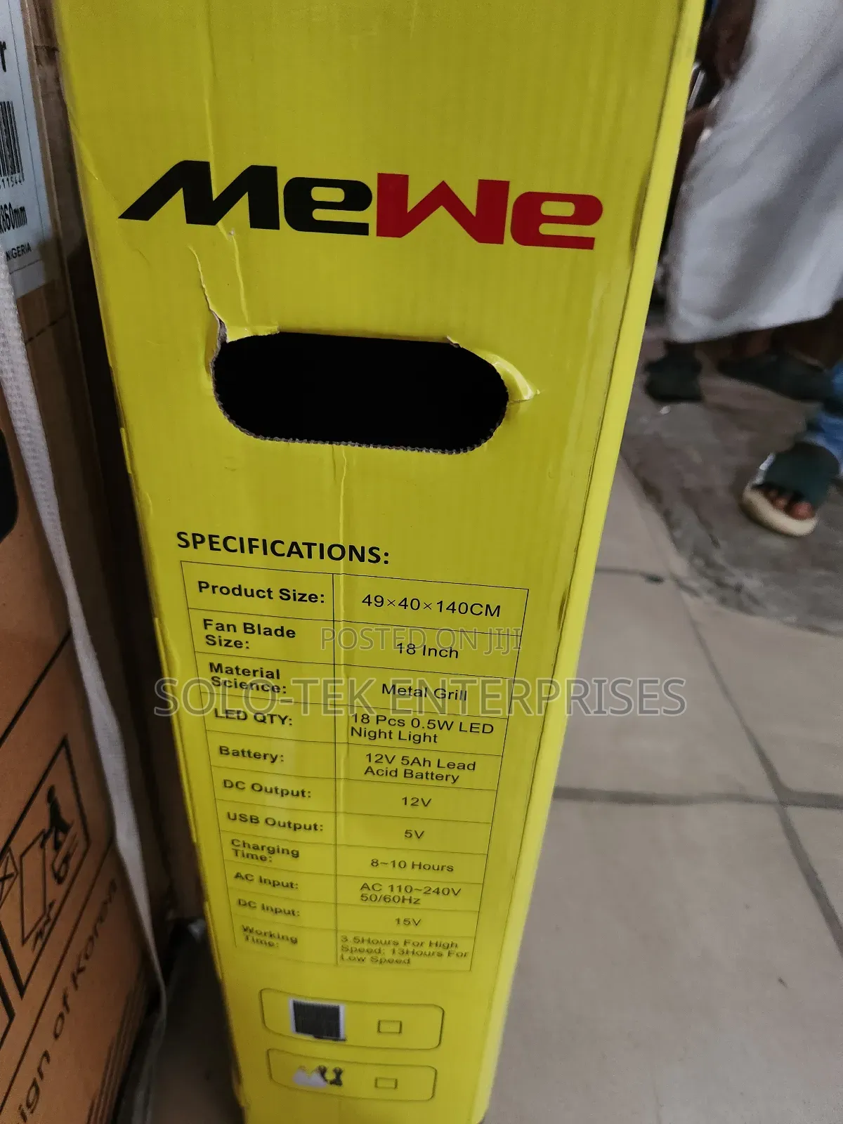 Mewe 18"Rechargeable Fan Also With Solar Panel