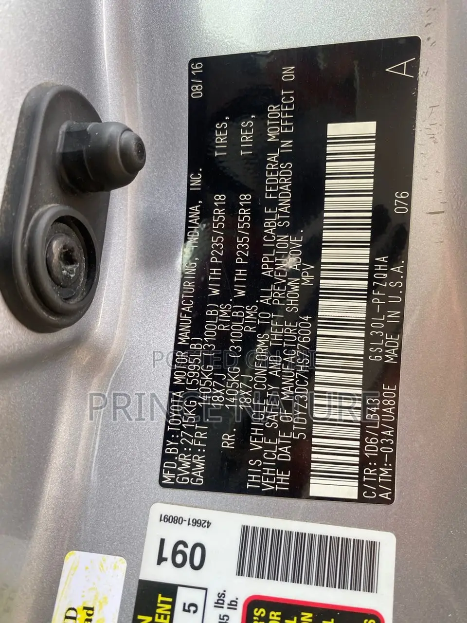 Toyota Sienna Limited 7 Passenger (3.5L 6cyl 8A) 2017 Silver