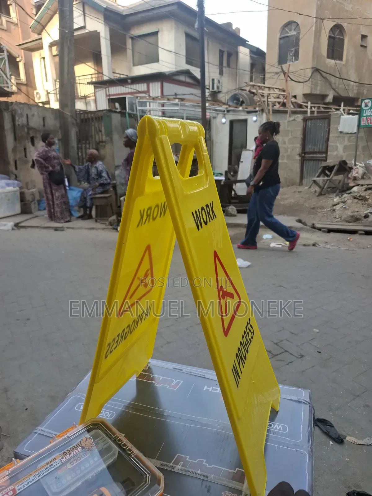 Work In Progress Safety Sign", "Work In Progress Floor Sign