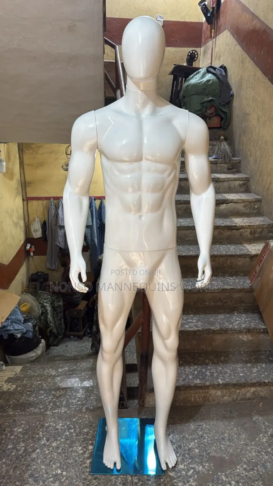 Huge Giant Male Glossy White Display Mannequin