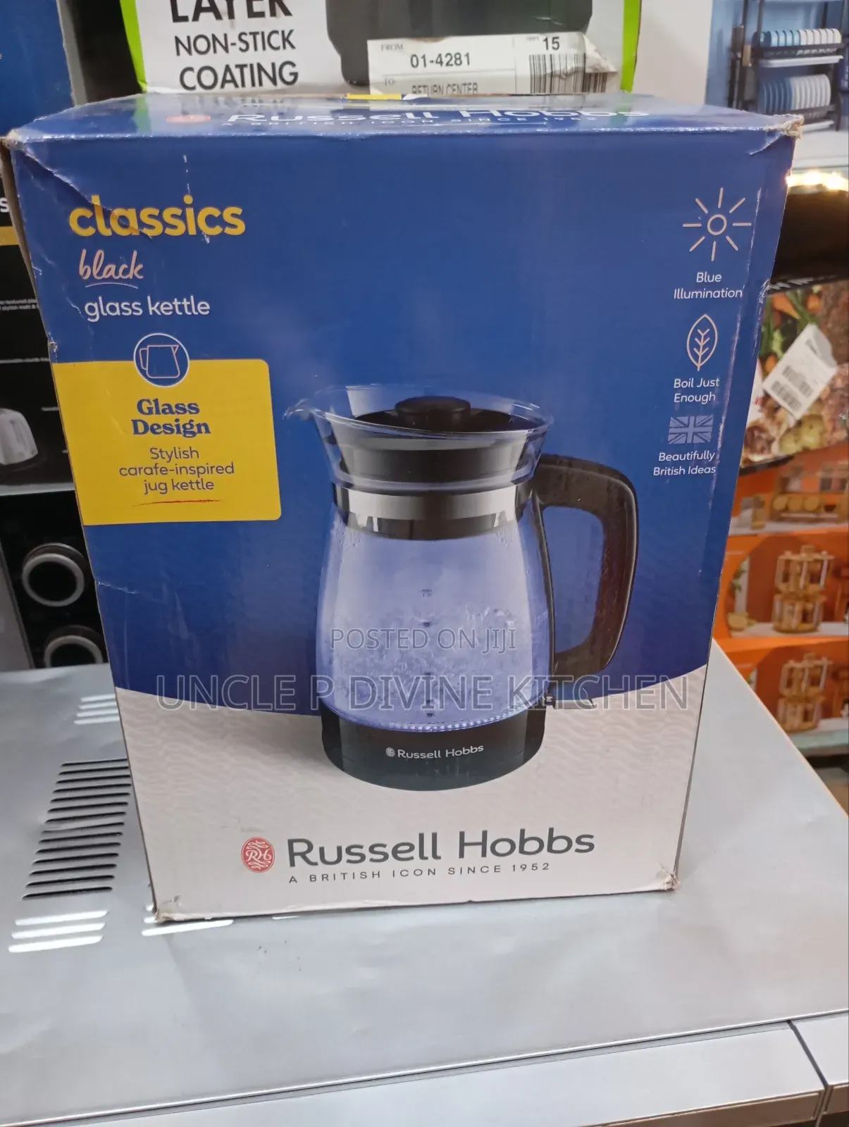 Russell Hubbs 1.7l Classic Glass Kettle Colour Temperature Control.