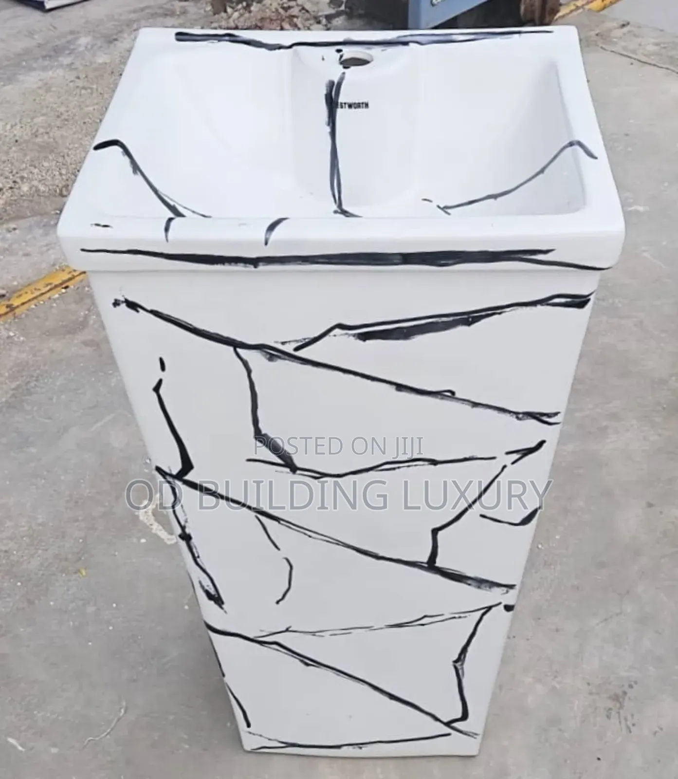 White Ceramic Freestanding or Pedestal Wash Basin .