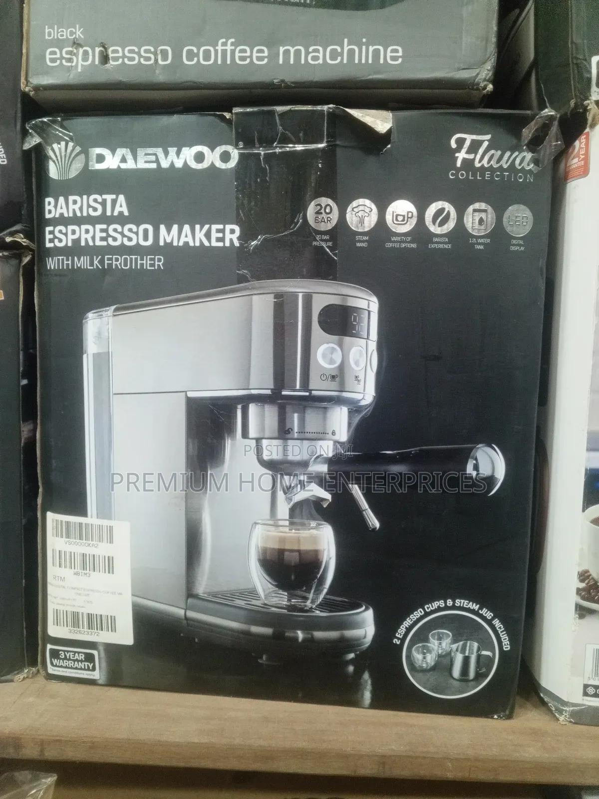 Daewoo Barista Espresso Digital Coffee Maker With Milk Frother -1350w