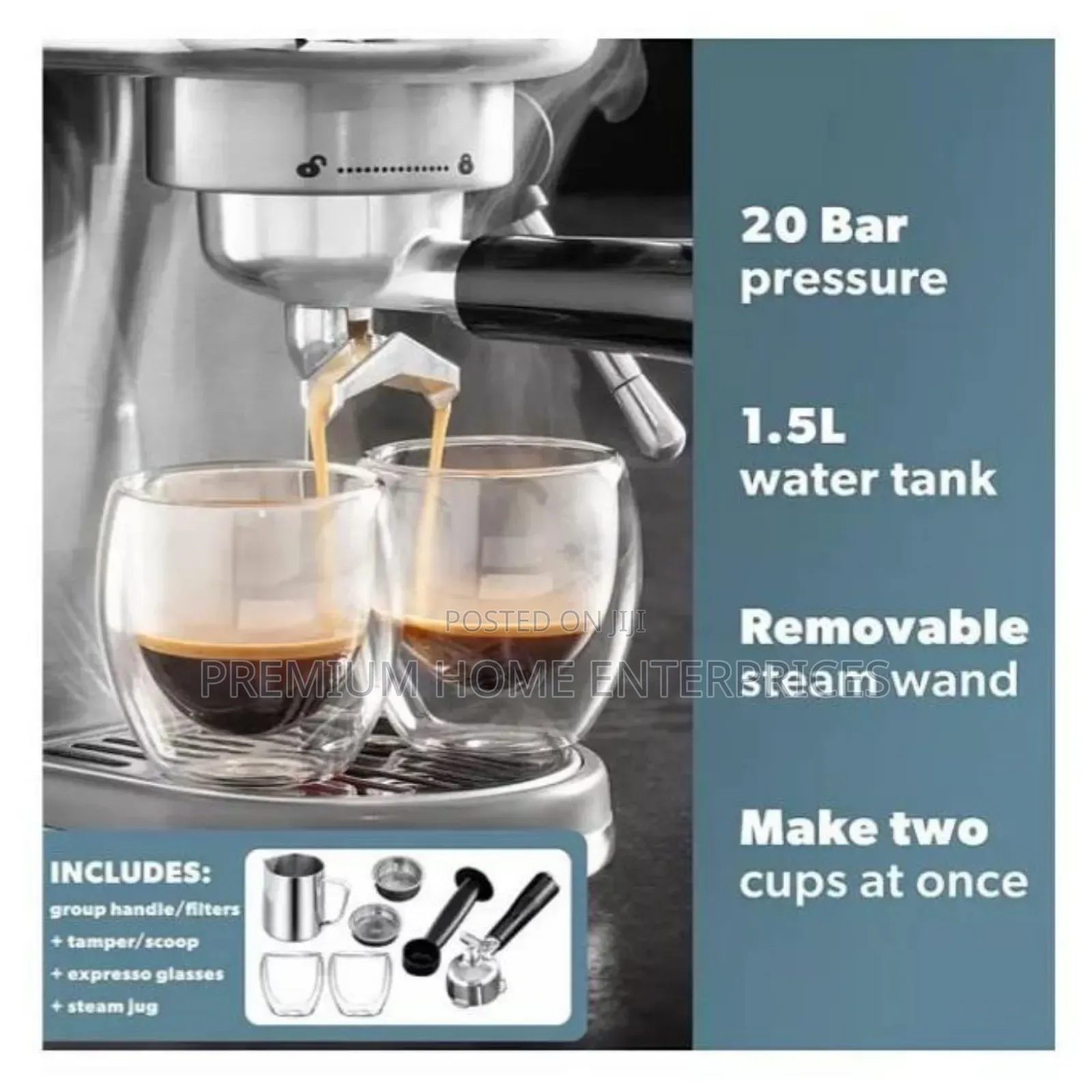 Daewoo Barista Espresso Digital Coffee Maker With Milk Frother -1350w